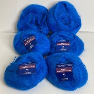 New Vintage Pingouin Yarn Bright Blue Mohair Acrylic Super Fine Fingering